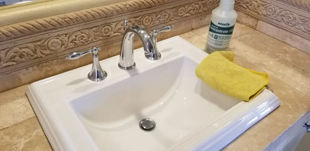 Spotless bathroom sink and counter